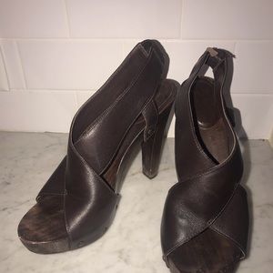 Diane Von Furstenberg wood heel platform sandals